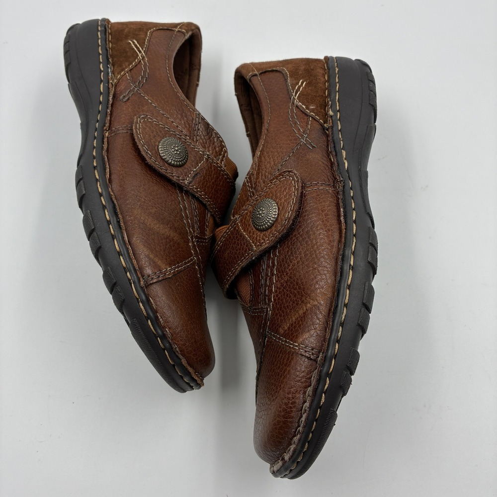 Earth Origins Evelyn Brown Leather Loafers Shoes Womens 9M 2014F Hook Loop Strap - Picture 6 of 16